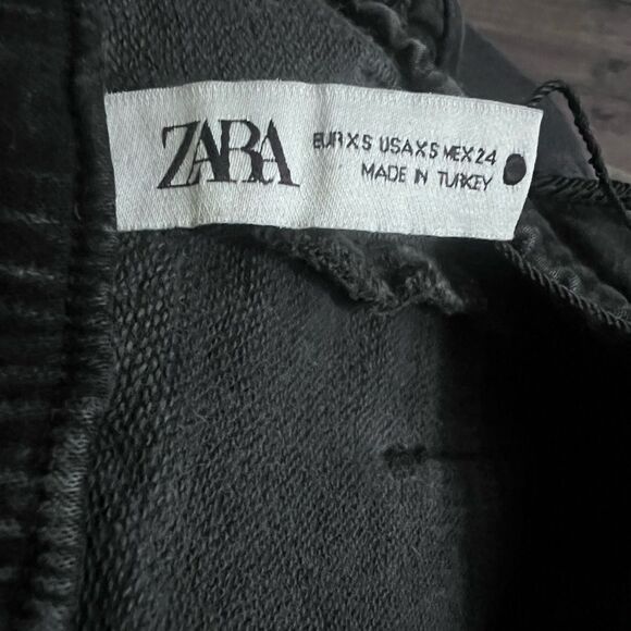 Zara Jeans Womens XS Black Denim Straight Wide Leg Raw Hem Baggy Loose - Picture 5 of 5